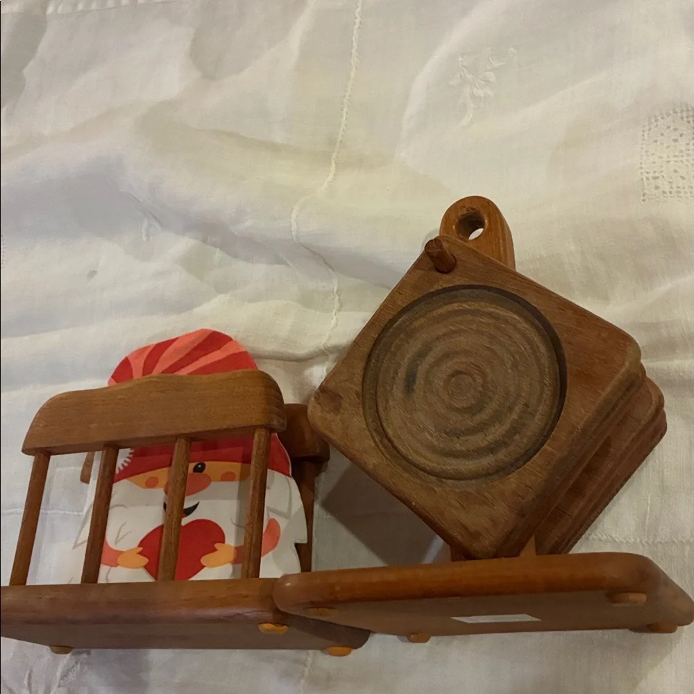Goodwood Coasters Teakwood Set/6 W/ Organizer + Napkin Holder Set 3 Collectibles
